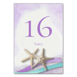 Starfish Lace and Orchid Ribbon Table Number Card