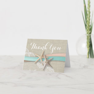 Starfish Lace and Ribbon Thank You Card