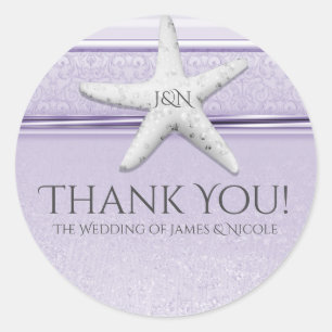 Starfish Lavender Purple Elegant Beach Favour Classic Round Sticker