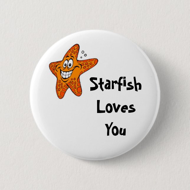 Starfish Loves You 6 Cm Round Badge (Front)