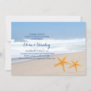 Starfish modern beach wedding couples shower invitation