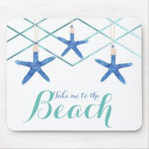 Starfish & Modern Lines Elegant Beach Custom Mouse Mat