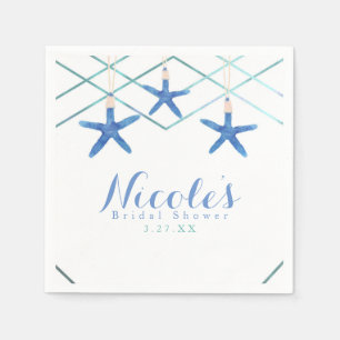 Starfish & Modern Lines Elegant Beach Custom Napkin