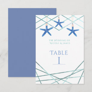Starfish & Modern Lines Elegant Beach Table Number