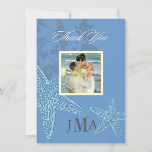 Starfish, Monogram Thank you cards, Flat