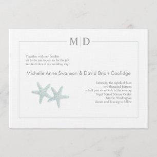 Starfish Monogram Wedding Invitation + Mint