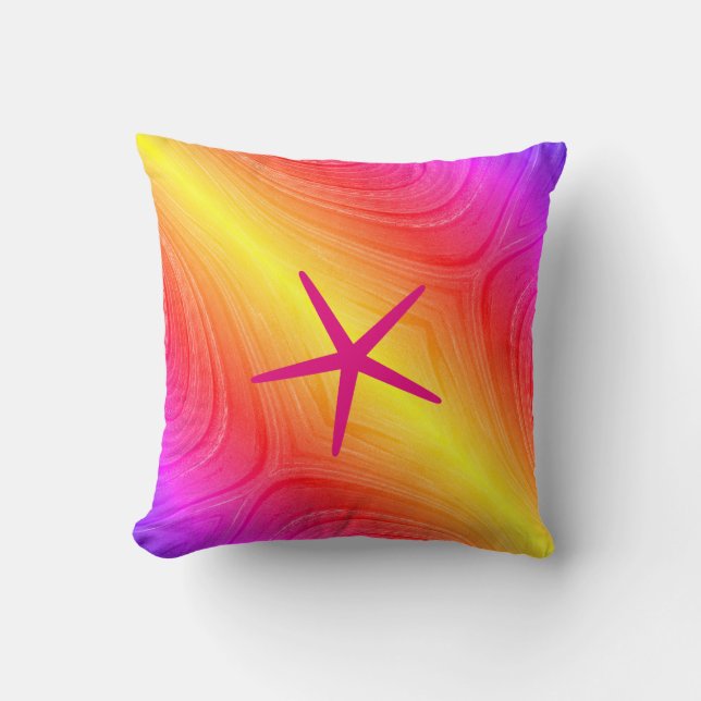 Starfish Multicolor Pink Yellow Artsy Mothers Day Cushion (Front)