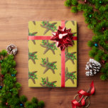 Starfish n Holly Gold Beach Christmas Wrapping Paper<br><div class="desc">Sea stars Christmas wrapping paper on a roll in golden yellow colour.  Quality paper has a big pattern of realistic brown starfish wrapped in green holly with red berries.  This paper comes in custom lengths.</div>