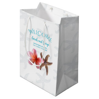 Starfish n Plumeria Destination Wedding Welcome Medium Gift Bag