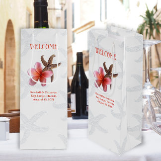 Starfish n Plumeria Destination Wedding Welcome Wine Gift Bag