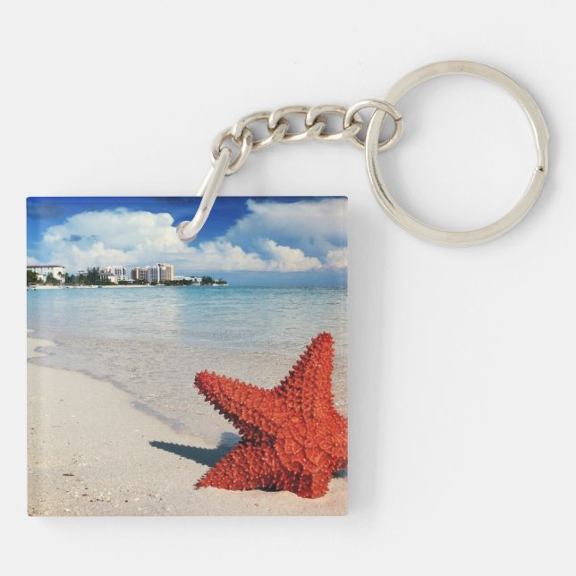 Starfish, Nassau, Bahamas Key Ring (Back)
