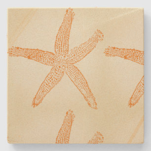Starfish Nautical Beach Coral Orange Gift Favour Stone Coaster