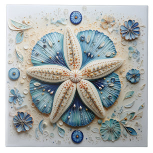 Starfish Nautical Coastal Beach Theme Tile