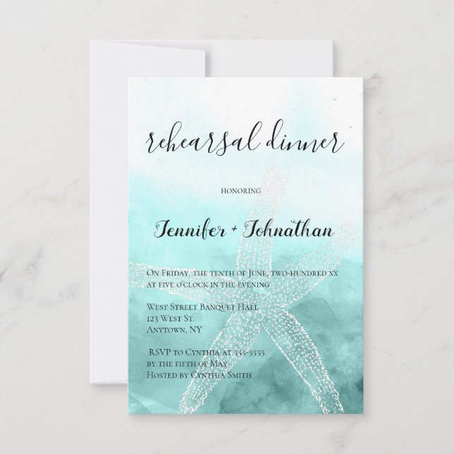 Starfish nautical rehearsal dinner invitations (Front)