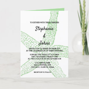 Starfish Nautical Sage Green White 2024 Wedding Invitation