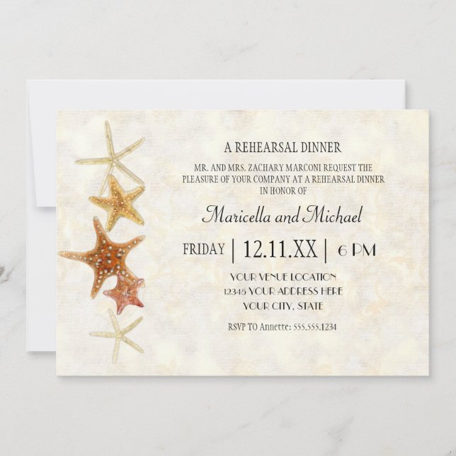 Starfish Nautilus Scallop Sea Shell Modern Pattern Invitation (Front)