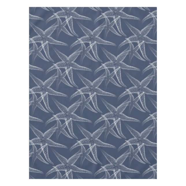 Starfish Navy Blue Beach Table Cloth (Front)