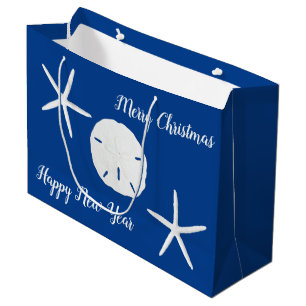 Starfish Navy Blue Christmas Large Paper Gift Bag
