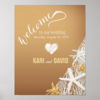 Starfish Netting Beach Wedding Welcome Sign | sand