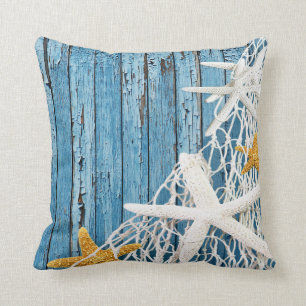 Starfish Netting Beach Wood blue Cushion
