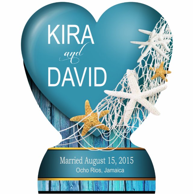 Starfish Netting Wedding CONTACT ME 2 PERSONALIZE Standing Photo Sculpture (Front)