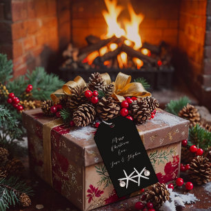 Starfish Neutral Black Christmas Tie On Gift Tags