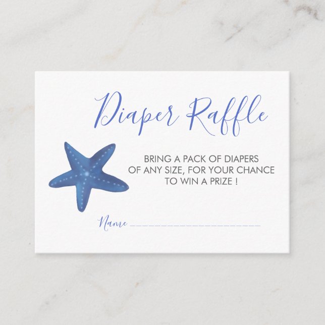Starfish | Ocean Baby Shower Diaper Raffle Enclosure Card (Front)