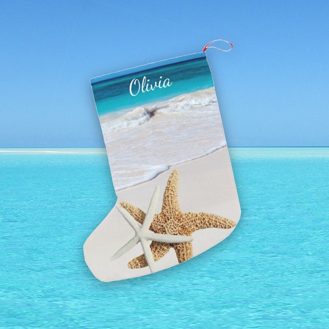Starfish Ocean Double-Sided With Name Small Christmas Stocking (Creator Uploaded)