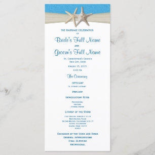 Starfish Ocean Wave Rustic Wedding Program Programme