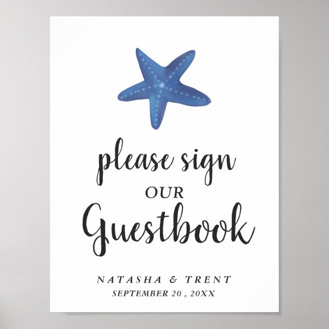 Starfish | Ocean Wedding Guestbook Sign (Front)