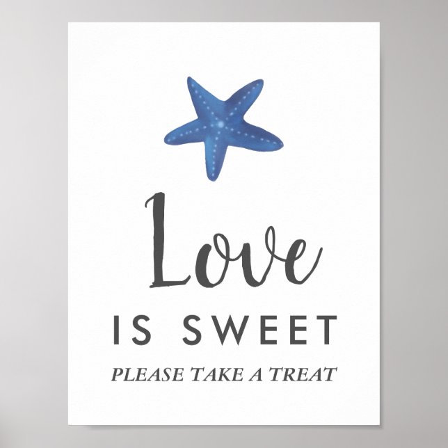 Starfish | Ocean Wedding Love Is Sweet Sign (Front)