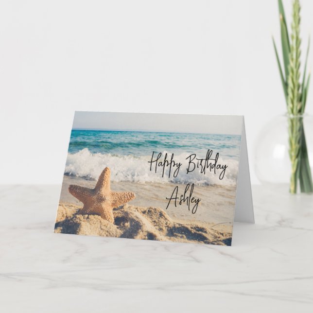 Starfish on a Sandy Beach Photograph Birthday Card (Front)