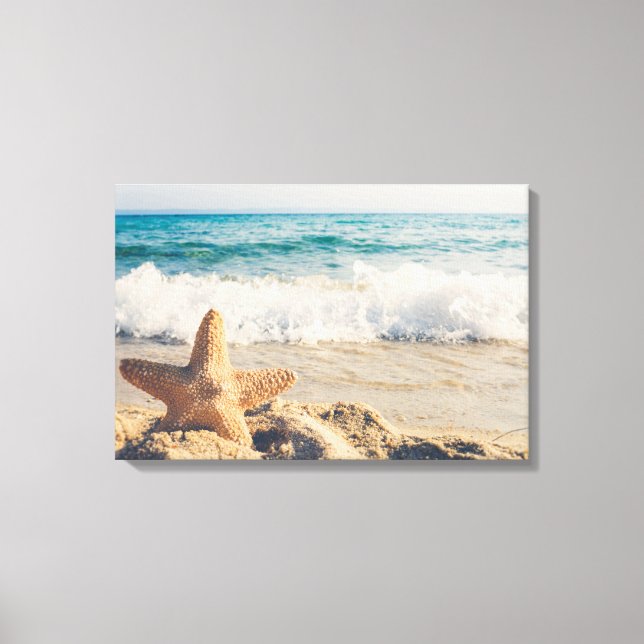 Starfish on a Sandy Beach Photograph Canvas Print (Front)