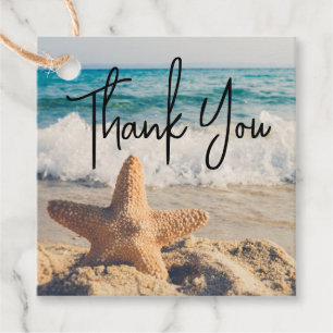 Starfish on a Sandy Beach Photograph Favour Tags