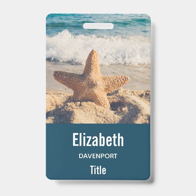 Starfish on a Sandy Beach Photograph ID Badge (Front)