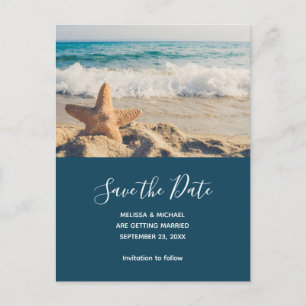 Starfish on a Sandy Beach Photograph Invitation Postcard