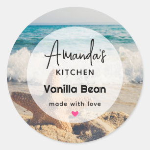 Starfish on a Sandy Beach Photograph Kitchen Classic Round Sticker