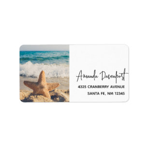Starfish on a Sandy Beach Photograph Label