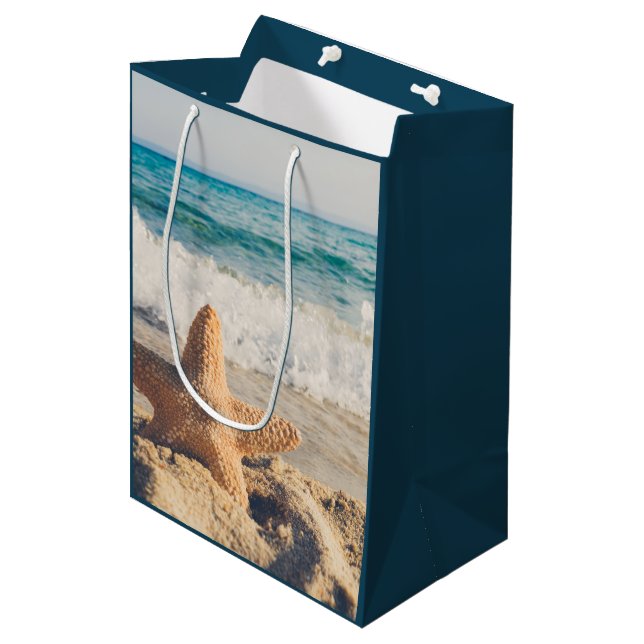 Starfish on a Sandy Beach Photograph Medium Gift Bag (Front Angled)
