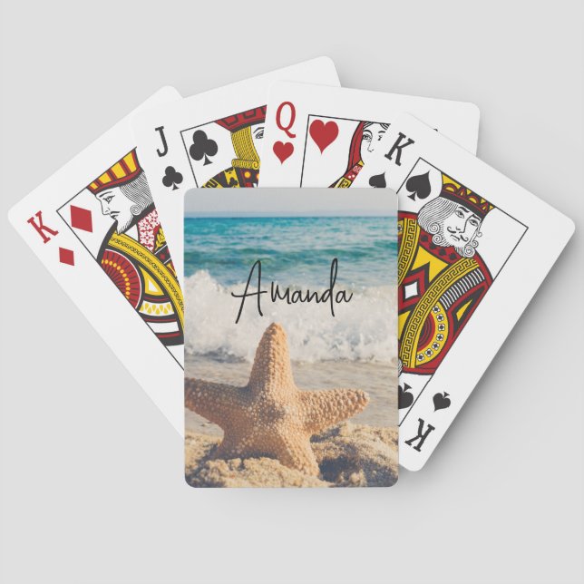 Starfish on a Sandy Beach Photograph Playing Cards (Back)