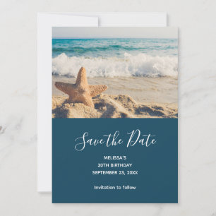 Starfish on a Sandy Beach Photograph Save The Date