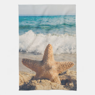 Starfish on a Sandy Beach Photograph Tea Towel