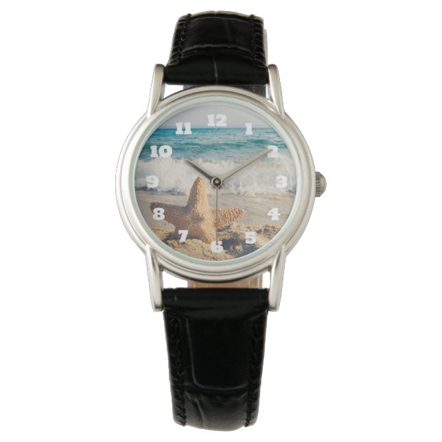 Starfish on a Sandy Beach Photograph Watch (Front)