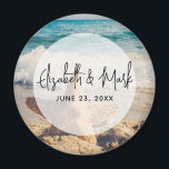 Starfish on a Sandy Beach Photograph Wedding Magnet<br><div class="desc">A magnet with a scenic photo. A big starfish set upright on a sandy beach. A beautiful blue sea with waves of white surf in the background.</div>