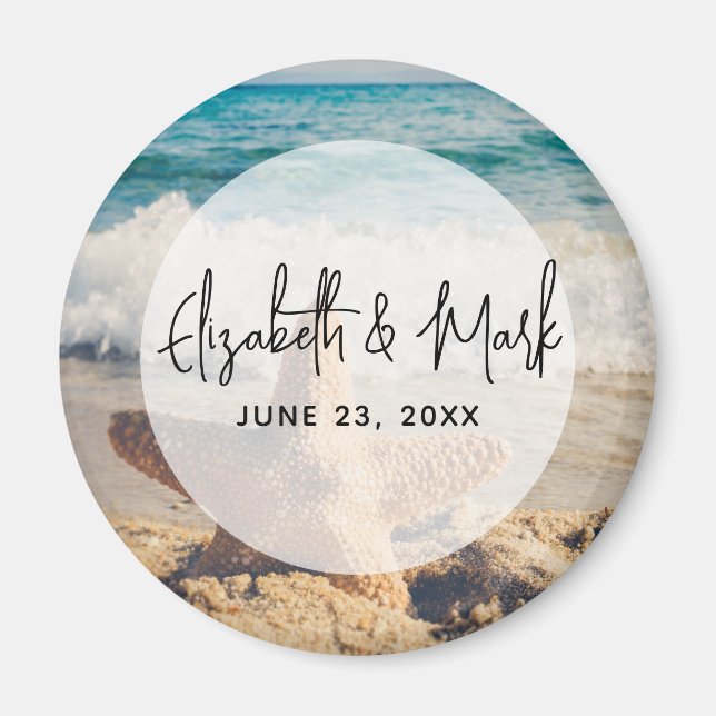 Starfish on a Sandy Beach Photograph Wedding Magnet (Front)