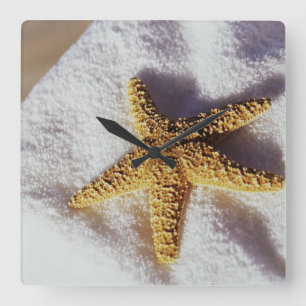 Starfish On A Towel Square Wall Clock