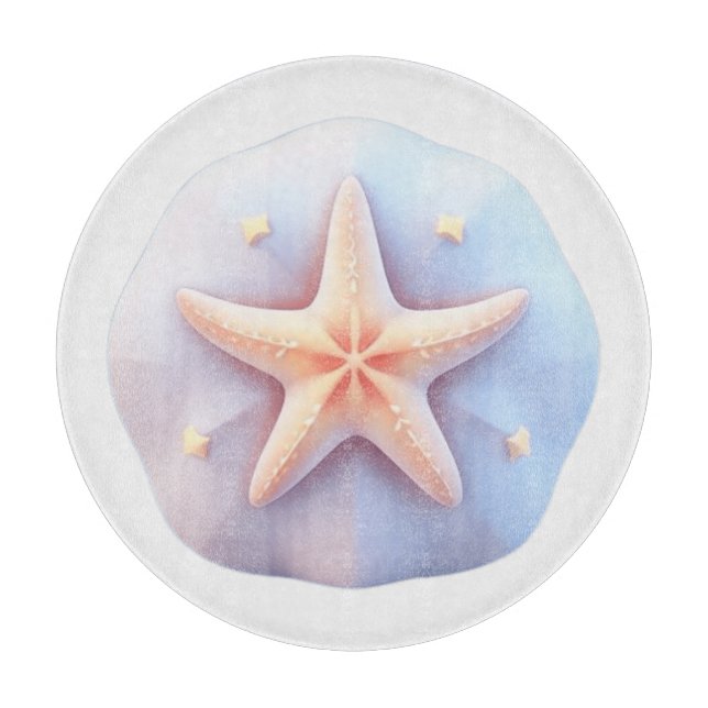 Starfish on a Unique-Shaped Stone Cutting Board (Front)