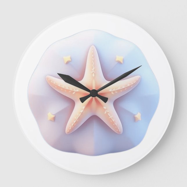 Starfish on a Unique-Shaped Stone Large Clock (Front)