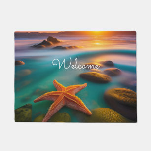 Starfish on beach at Dawn Doormat
