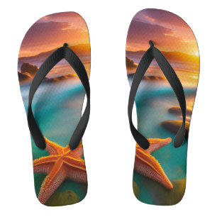 Starfish on beach at Dawn Flip Flops